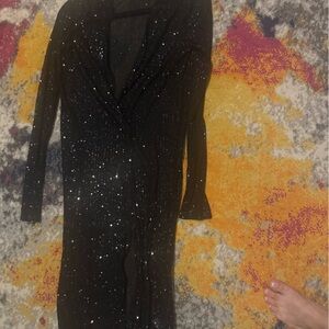 Black Sequin Long Sleeve Dress